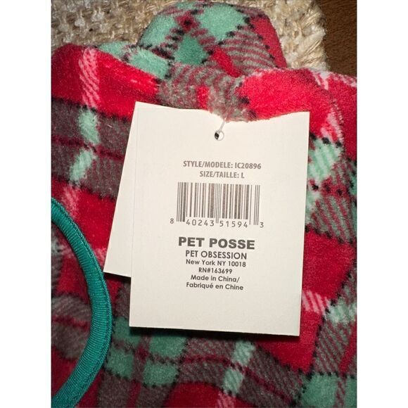 Pet Posse Flannel Dog Romper Sweater Size Large 18” - Picture 3 of 5